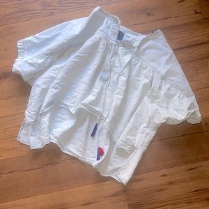 LUCKY BRAND CHAMBRAY HIGH LOW BLOUSE HEMP/COTTON LIKE NEW NOT WORN SIZE SMALL